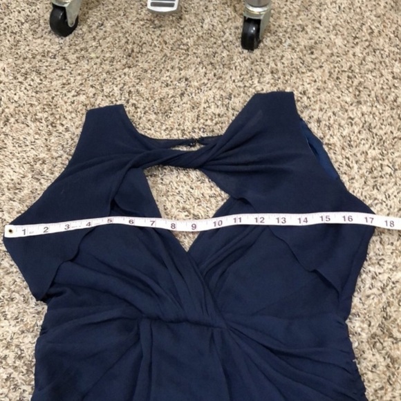 GUC Badgley Mischka Petunia Dress Size 4 Navy Blue Twist Cut Out Open Back - Picture 9 of 12